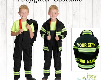 Halloween Costume Kids Firefighter Costume Personalized Fireman Outfit Halloween Costume Boys Firefighter Kids Dress Up Career Day Costume