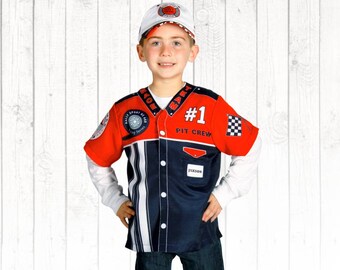 Race Car Pit Crew Costume Kids Halloween Costume Personalized Career Day Outfit Kids Dress Up Boy Costume Girl Costume Boy Racecar Costume