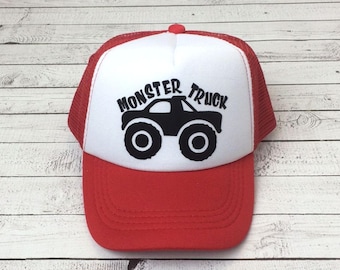 Monster Truck Hat, Kids Hats, Trucker Hat for Kids, Foam Mesh Hat, Youth Hat, Pony Hat, Baseball Hat for Kids, Childrens Hats, Red Hat