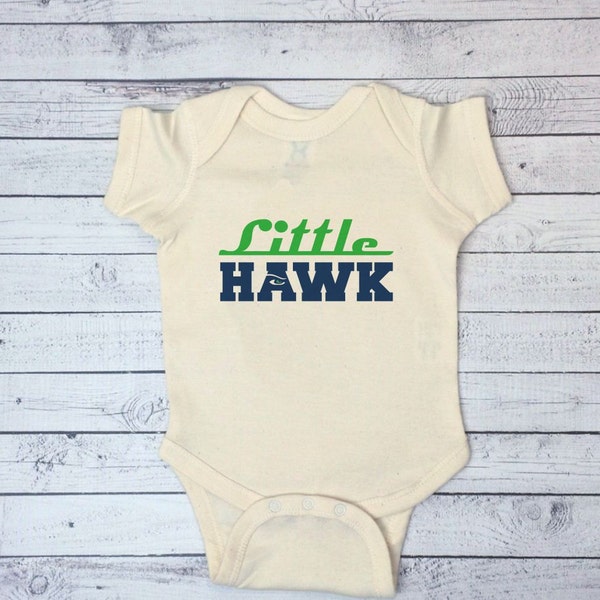 Seahawk Baby One piece, Little Hawk Romper, Unisex Football shirt, Seattle Seahawk Baby Football, Seahawk Football for Baby