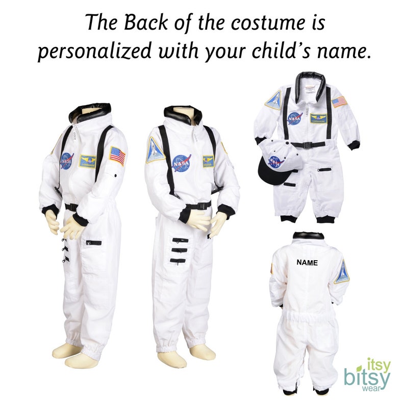 Kids Astronaut Costume Personalized with Name / Halloween Astronaut Space Suit dress up image 2