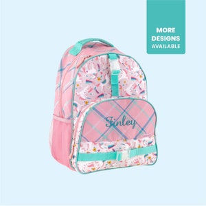 Sac à dos LICORNE personnalisé avec prénom brodé/Boîte à lunch assortie en option/Sac d'école licorne rose