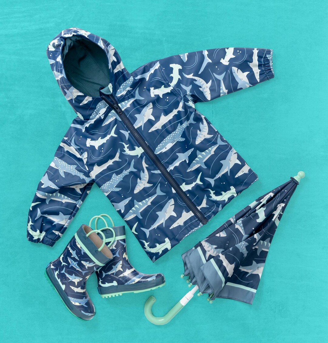 Shark Raincoat for Kids Personalized Complete Set Optional Matching Raincoat Rain Boots Umbrella Etsy