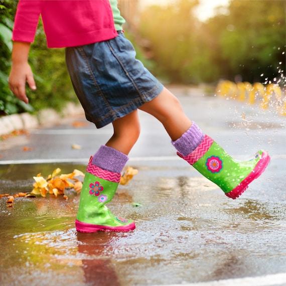CLOSE Botas lluvia de flores para niñas botas de - Etsy México