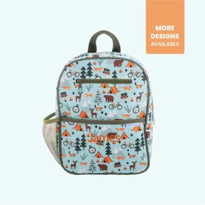 Outdoor Theme Toddler Backpack Personalized with Embroidered Name / Optional Matching Lunchbox and Water bottle