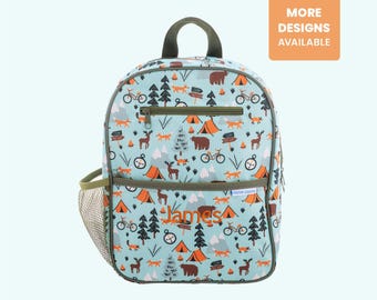 Outdoor Theme Toddler Backpack Personalized with Embroidered Name / Optional Matching Lunchbox