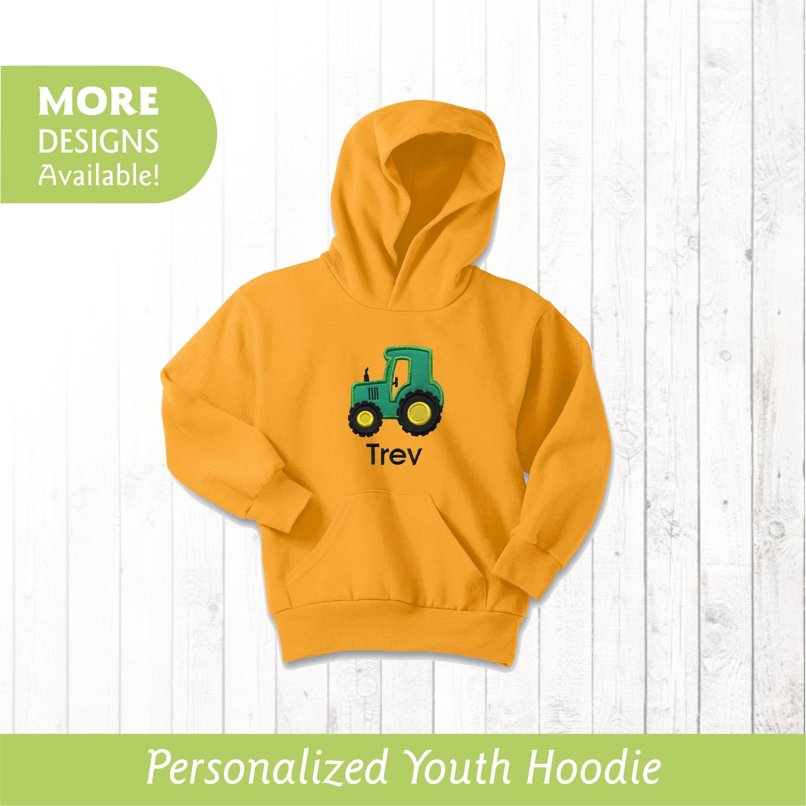 Personalized Youth Hoodie With Tractor Applique and Etsy