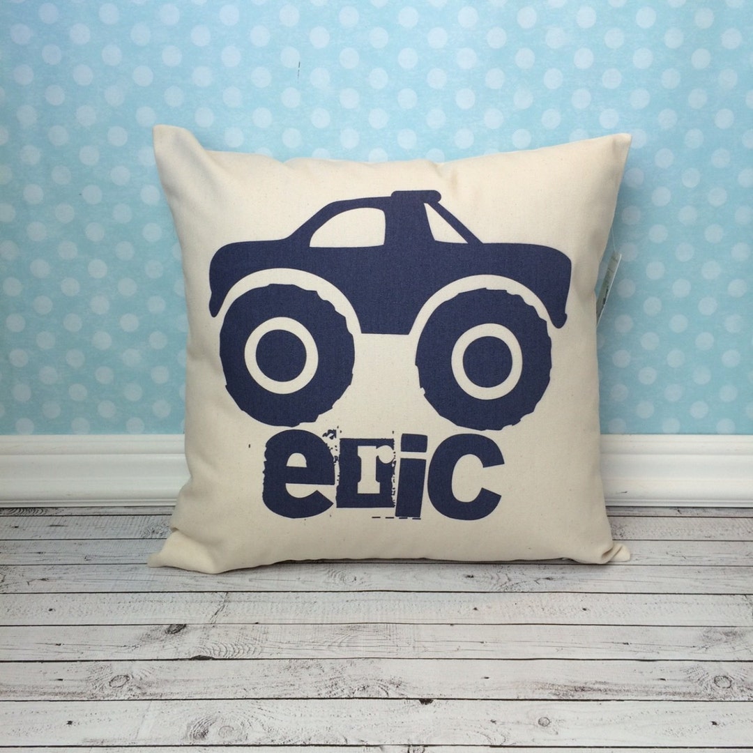 Monster Truck Pillow, Monster Truck Bedding, Monster Truck Art, Monster