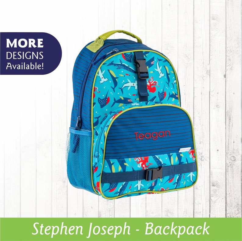 SEA LIFE Backpack Personalized / Stephen Joseph Backpack personalized with Embroidered Name / Monogrammed Boys School Bag image 1