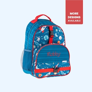 Sac à dos SPACE personnalisé avec nom brodé / Boîte à lunch assortie en option / Cartable à monogramme