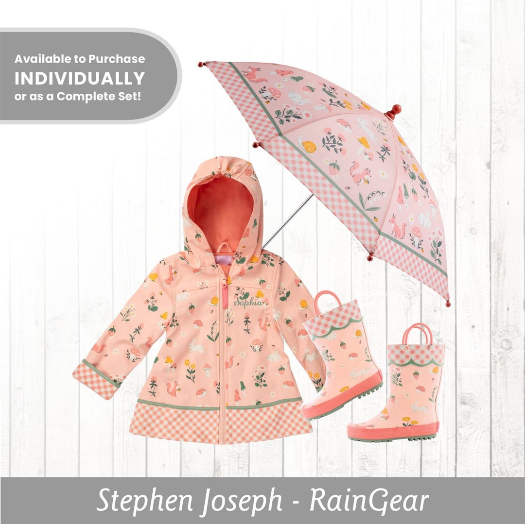 Kids Strawberry Raincoat Personalized With Embroidered Name / Complete