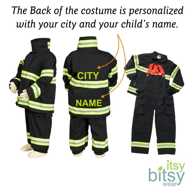 Kids Halloween Firefighter Costume Personalized / Custom Fire fighter Bunker Gear image 2