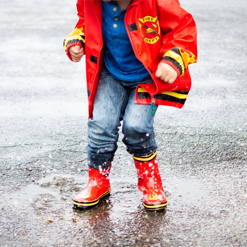 Fireman Raincoat Personalized Kids Fire fighter Rain Gear Etsy