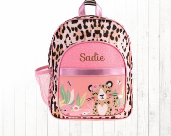 Leopard Toddler Backpack Personalized with Name / Matching Backpack and Lunch box set