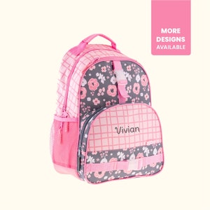 Sac à dos fleuri personnalisé avec prénom brodé / Boîte à lunch assortie en option / Cartable à monogramme