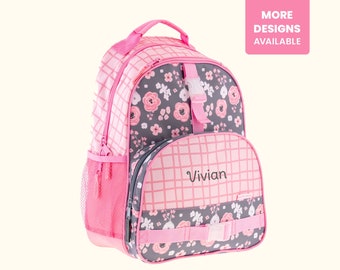 Floral Backpack Personalized with Embroidered Name / Optional matching Lunchbox / Monogrammed School Bag