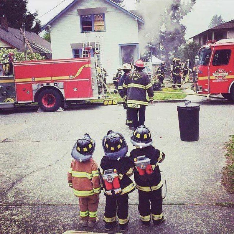 Kids Halloween Firefighter Costume Personalized / Custom Fire fighter Bunker Gear image 3