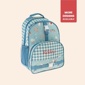 Sac à dos cowboy personnalisé avec prénom brodé / Boîte à lunch assortie en option / Cartable à monogramme