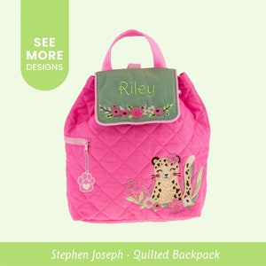 Personalized Leopard Cinch Bag / Toddler Backpack for girls / Stephen Joseph Quilted Backpack with Embroidered Name