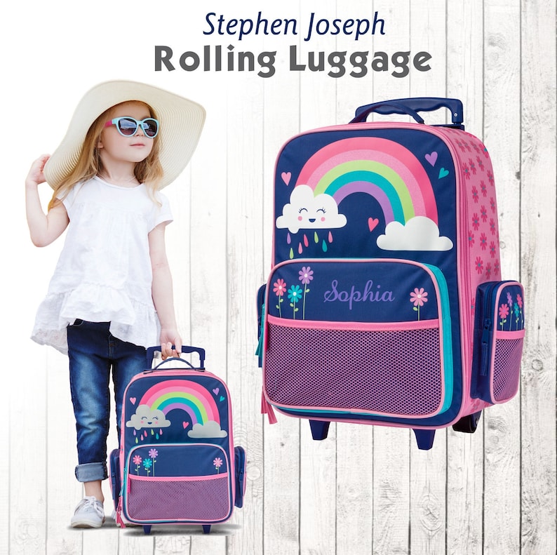 Personalized Rainbow Stephen Joseph Rolling Luggage for Kids Etsy