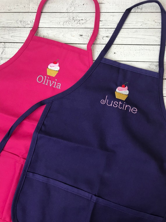 Custom Kids Apron Personalized Cupcake Apron for Kids Embroidered kids apron