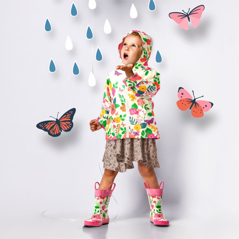 Butterfly Garden Raincoat Personalized / Little Girls Flower | Etsy