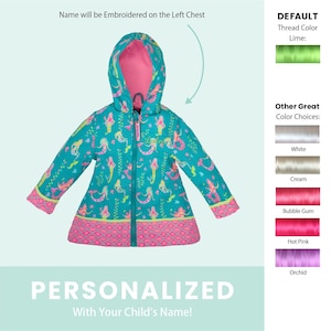 Kids Mermaid Rain Gear Complete Set OPTIONAL Mermaid Pattern Raincoat Rain boots & Umbrella image 4