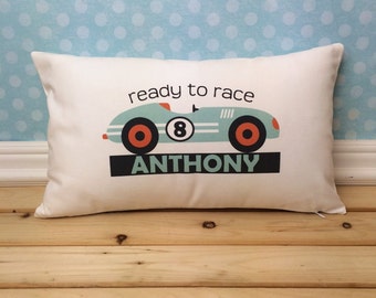 Race Car Pillow, Race Car Decor, Race Car Nursery, Race Car Bedding, Nursery Decorations, Race Car Theme, Boys Bedroom Decor,  Derby Car