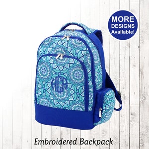 Blue Mandala Kids Backpack Personalized with embroidered Name or Monogram / Closeout Pattern