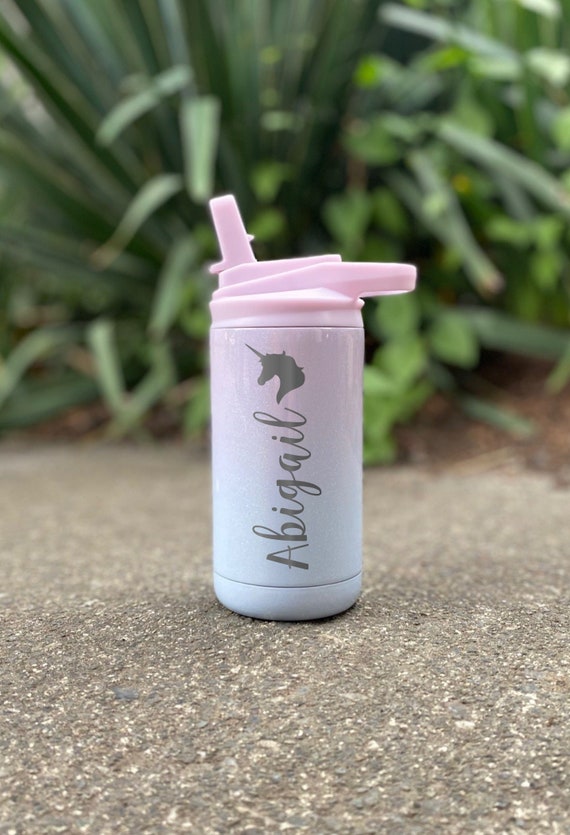  Personalized Water Bottle For Kids - Small 12oz BPA Free  Custom Insulated Stainless Steel Bottle for School w/Name for Girl or Boy -  w/Reusable Straw (Pink) : Baby