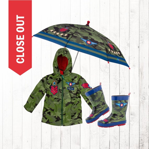 Buy Kids Camo Pilot Rain Gear CLOSE OUT Limited Stock Camouflage Rain  Jacket Rain Boots Umbrella Sold Separately Online in India 