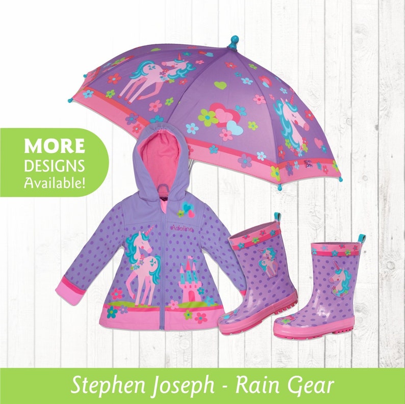 Unicorn Raincoat Personalized Kids Unicorn Theme Rain Gear Etsy