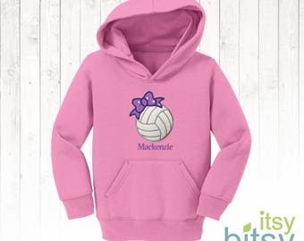 Volleyball with Bow Hoodie: Personalized Toddler & Youth Sweatshirt