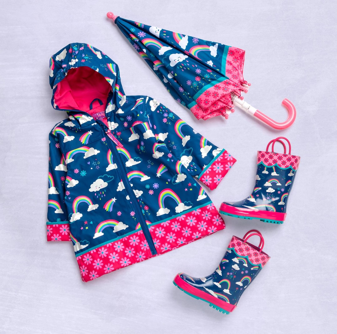 【人気商品】 Jacket Rain Rainbow Kids Personalized Set Complete / Girls