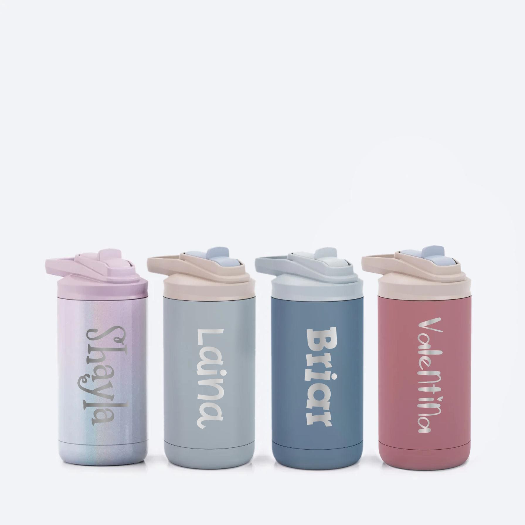 Kids Stainless Steel Water Bottle with Flip Up Straw Lid / Personalized 12 oz insulated water bottle with engraved name