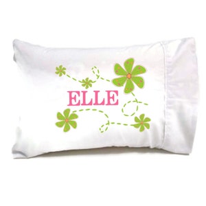 Personalized Kids Travel Pillow, Flower Power Personalized Pillow for Girls, Custom Small Pillow Case with Insert, Kids Pillowcase with Name