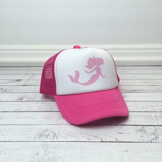 Pink Mesh Baseball Caps Adjustable Kids Hat Cute Mermaid Unisex