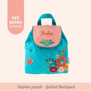 Retro Floral Toddler Backpack Personalized / Stephen Joseph Quilted Backpack