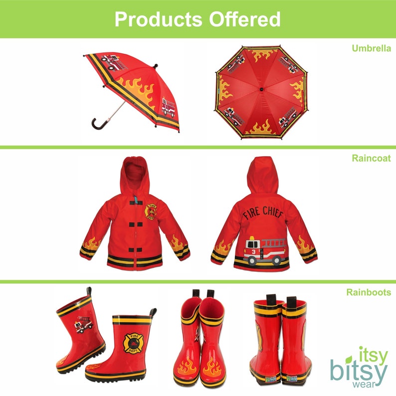 Fireman Raincoat Personalized Kids Fire fighter Rain Gear Etsy