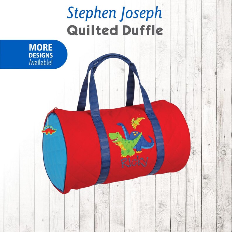 Personalized Duffel Bag Dinosaur Stephen Joseph Dino Quilted Etsy