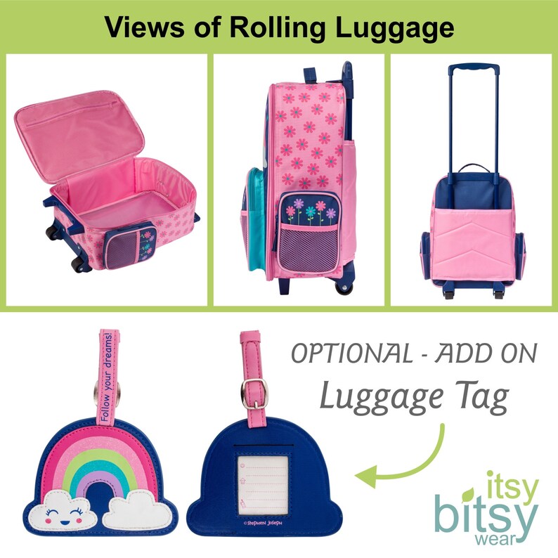 Personalized Rainbow Stephen Joseph Rolling Luggage for Kids Etsy