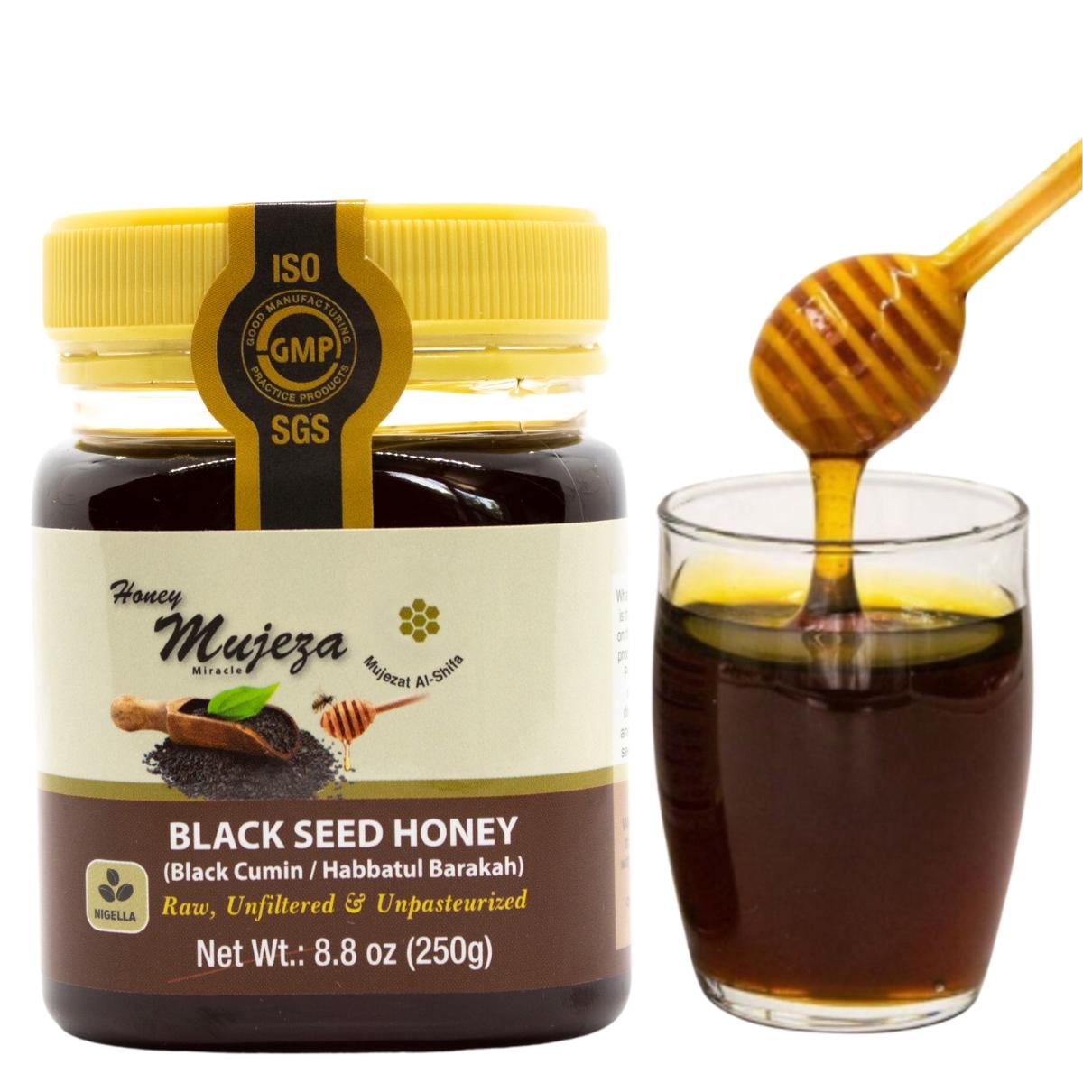 Black Seed Honey - (Black cumin - Nigella Seeds) - Not Mixed with Oil or Powder - Gluten Free - Non GMO - Organic Honey