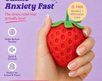 Strawberry Squishy Stress Toy, Viral TikTok Fidget Toy, Anxiety Relief Sensory Toy for Kids Teens, Cute Gift for Girls, Squeeze Toy