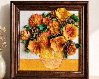 3D Floral Shadow Box, Handmade Botanical Artwork, Vintage Inspired Wall Decor, Nature Inspired Home Accent, Cottagecore Gift