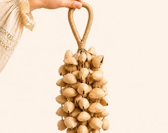 Natural Seed Pod Hand Shaker Bells, Sound Healing Rattle, Meditation Instrument, Yoga Gift, Handmade Botanical Decor