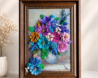Framed Floral Wall Art, Botanical Shadow Box, Cottagecore Decor, Nature Inspired Home Accent