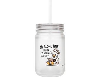 Duck Reading Mason Jar