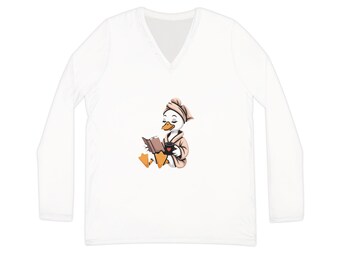 レディース 長袖 Vネック シャツ (AOP)