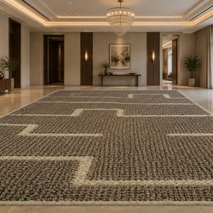 Dari Brown & Cream Geometric Loop Rug | Modern Abstract Wool Area Rug | Textured Contemporary Carpet | Handmade Rectangle Floor Rug
