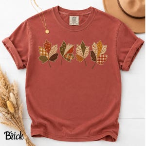 Faux Plaid Patchwork Autumn Leaves shirt | Fall crewneck tee, Autumn gift, Halloween shirt, Cozy tee, Pumpkin shirt, Thanksgiving shirt